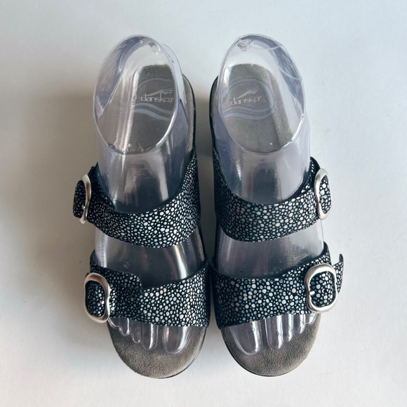 New Dansko Black Grey Leather Sandals Clogs size EUR 36, US 5.5 - Picture 4 of 15